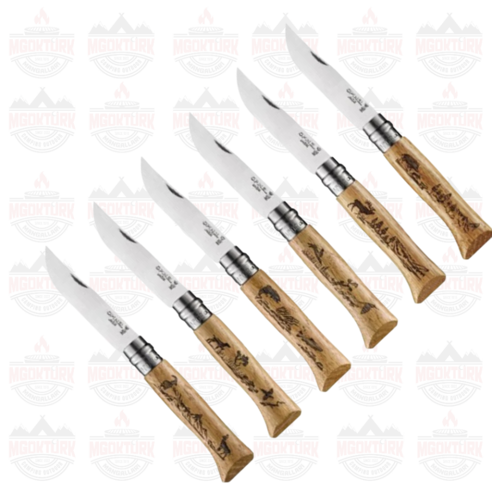 Opinel Inox No 8 Animalia Desenli 6'lı Paslanmaz Çelik Çakı Seti