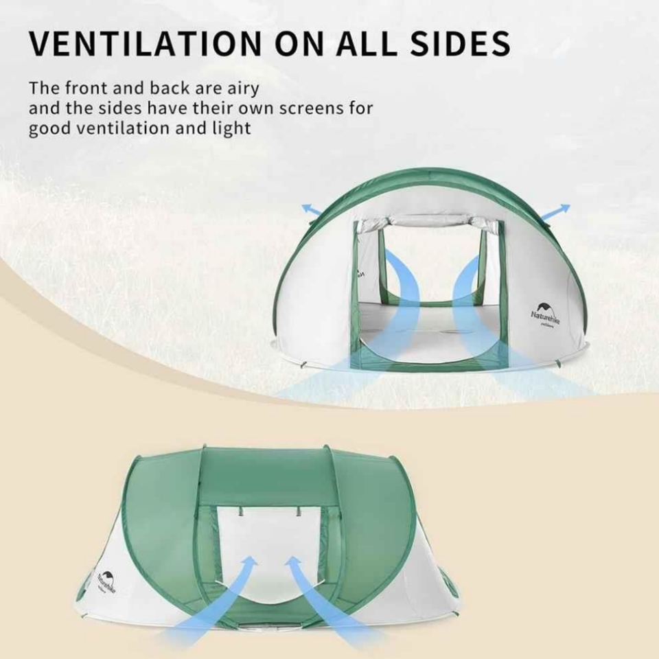 Naturehike 3-4 Kişilik Pop-Up Otomatik Kurulum Kamp Çadırı Yeşil