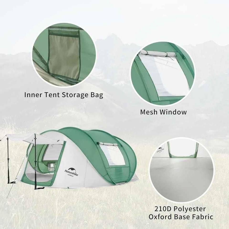 Naturehike 3-4 Kişilik Pop-Up Otomatik Kurulum Kamp Çadırı Apricot