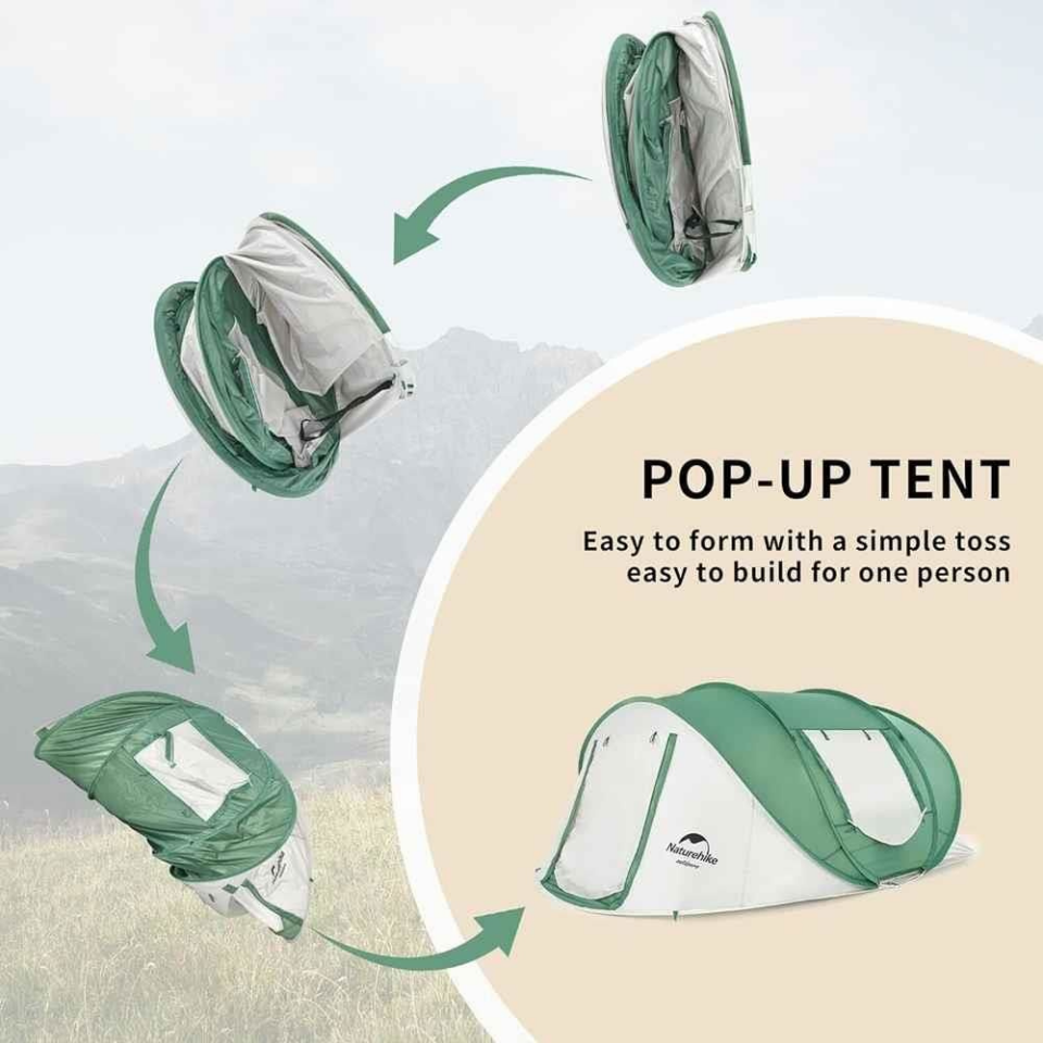 Naturehike 3-4 Kişilik Pop-Up Otomatik Kurulum Kamp Çadırı Apricot